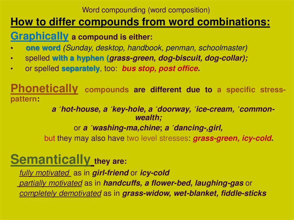 Word compounding (word composition)