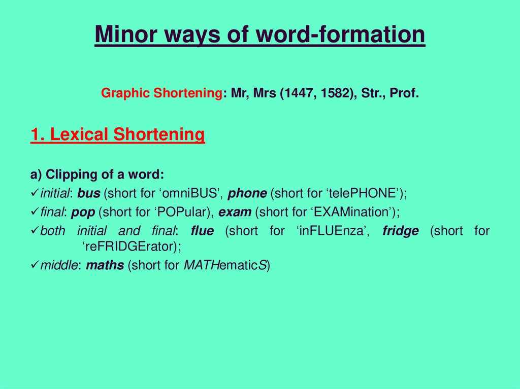 Minor ways of word-formation