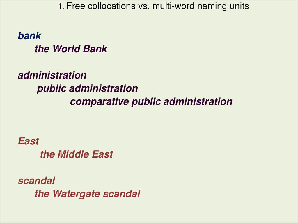 1. Free collocations vs. multi-word naming units