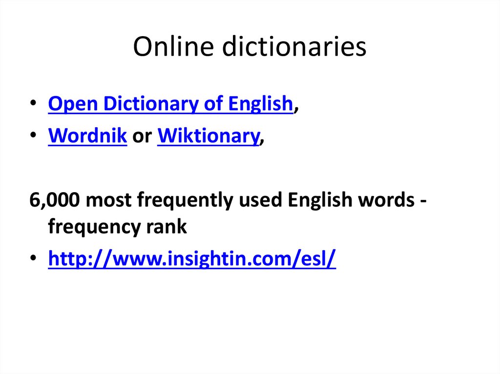 Online dictionaries