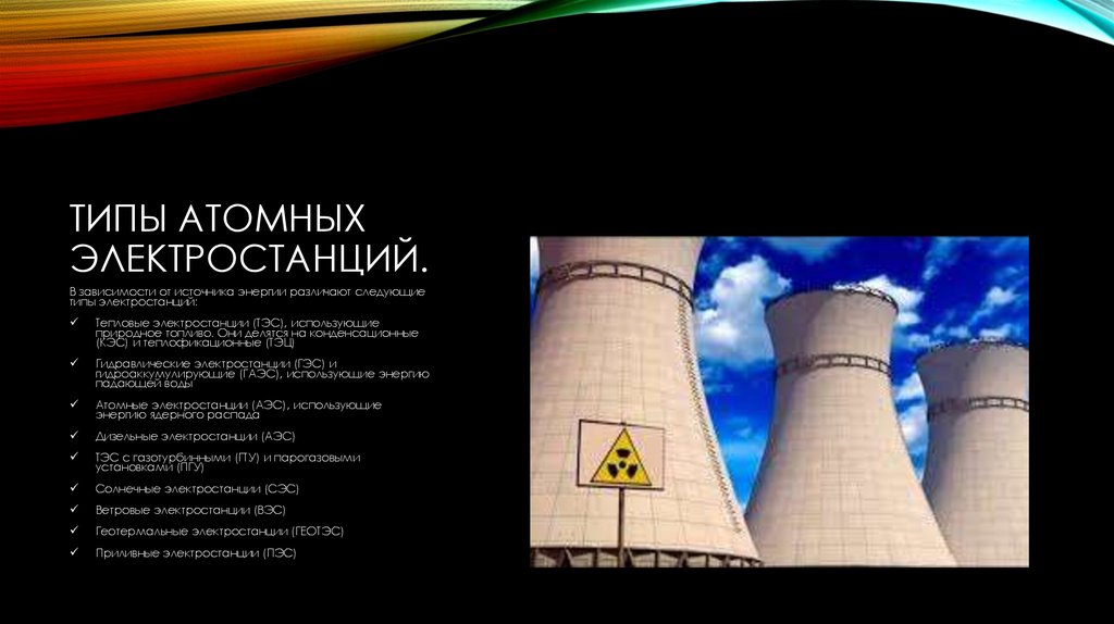 Виды ядерной энергии. Классификация атомных электростанций. Атомные АЭС типы. Типы ядерных электростанций.