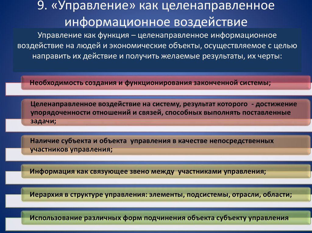 Результаты информационного воздействия. Социология управления в России. Управление это непрерывный целенаправленный информационный процесс. Целенаправленность информационных деятельности.
