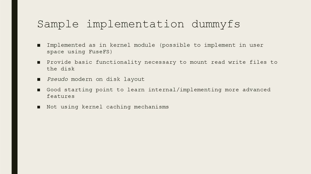 Sample implementation dummyfs