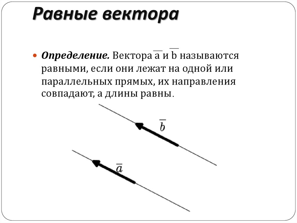 Укажите равные векторы