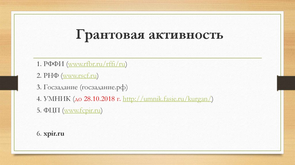 Грантовая активность