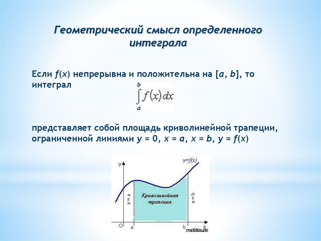 Геометрический смысл определите интеграл