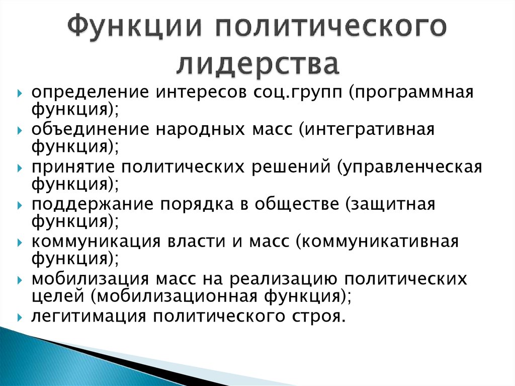 Политическое лидерство как институт политической системы план