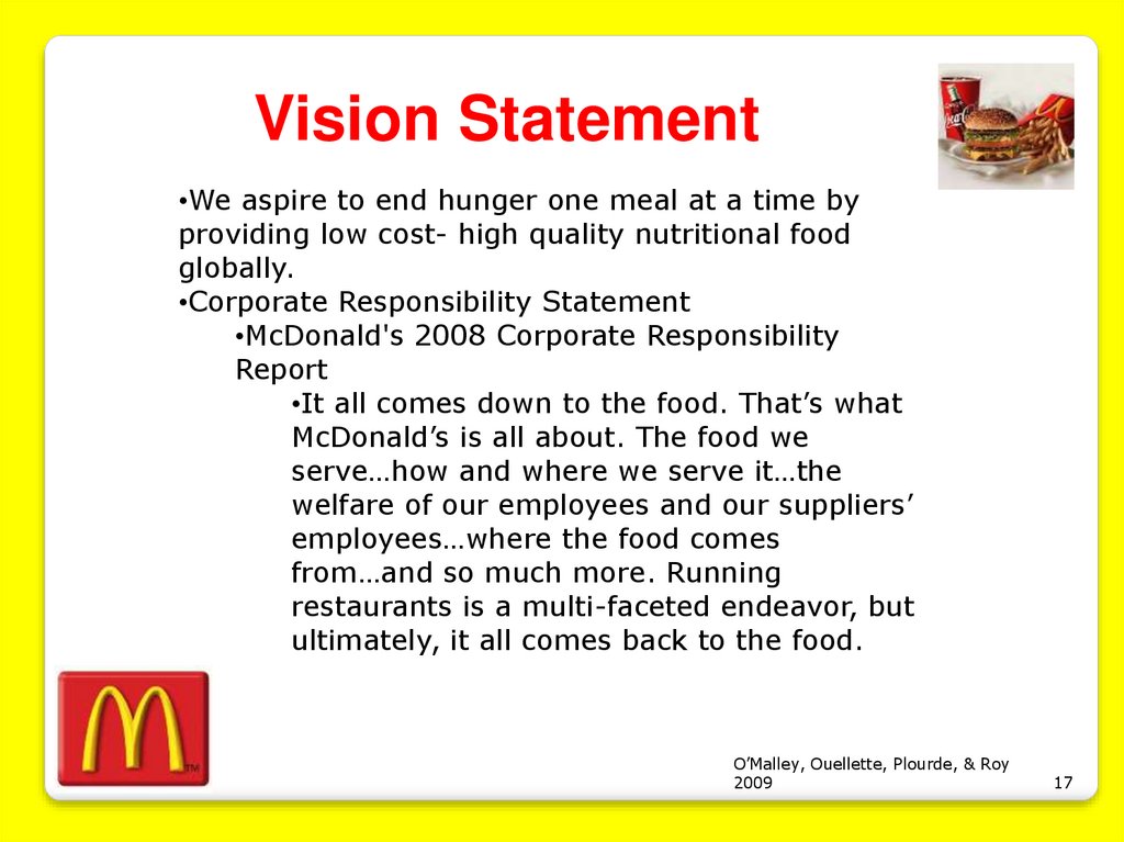 mcdonalds aims and mission statement