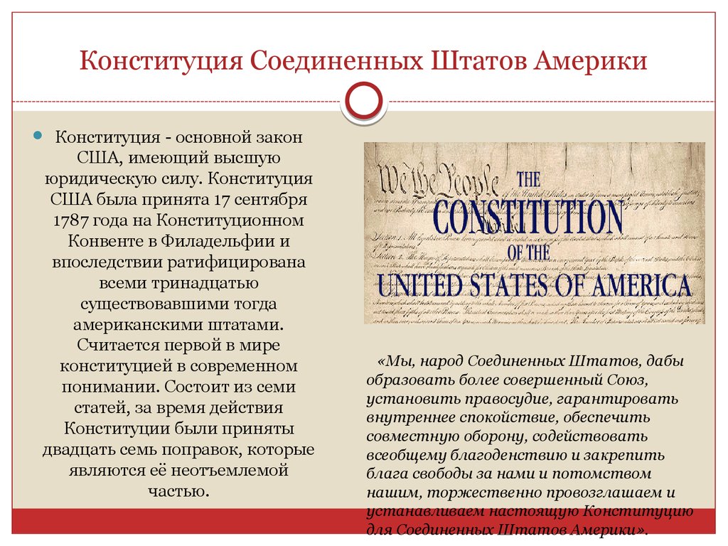 Форма конституции сша 1787