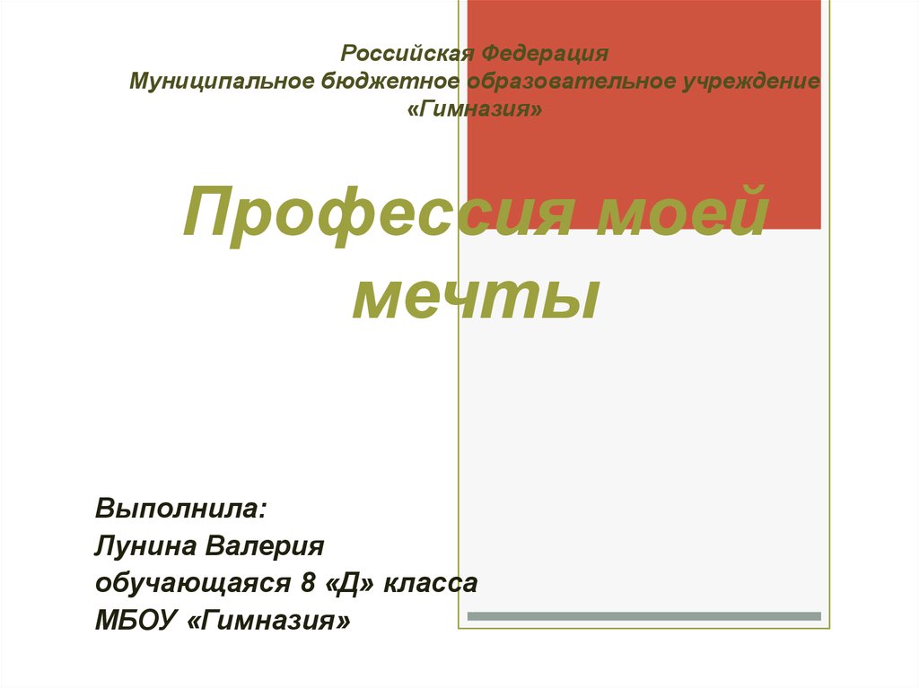 Профессия мечты презентация