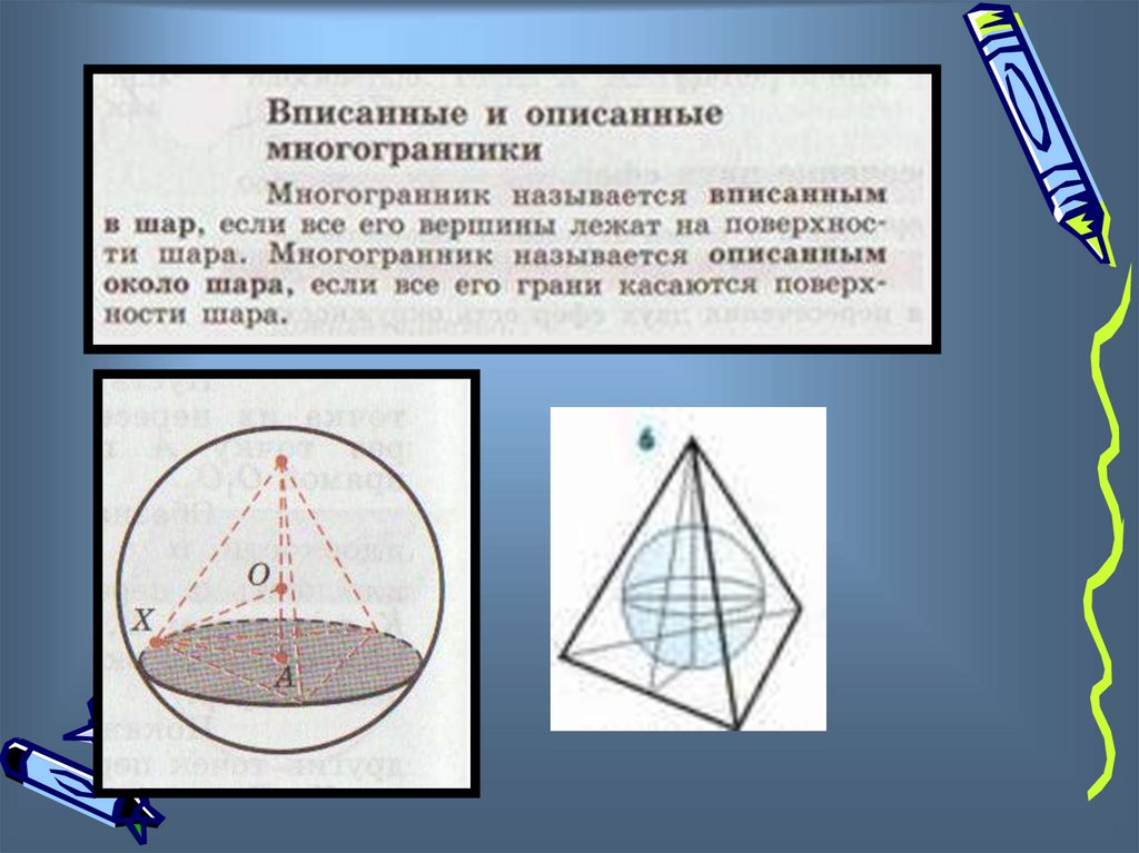 Сфера презентация 11. Вписанные и описанные многогранники. Вписанные и описанные многогранники шар. Многогранник вписанный в шар. Шар описанный около многогранника.