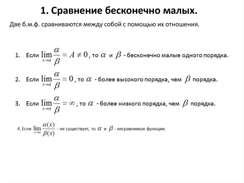 Сравнение бесконечно малых функций