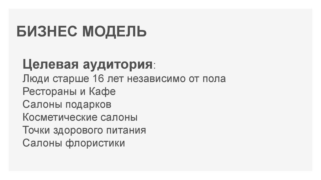 БИЗНЕС МОДЕЛЬ