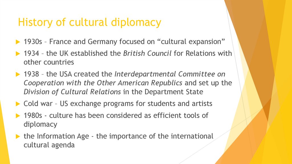 History of cultural diplomacy