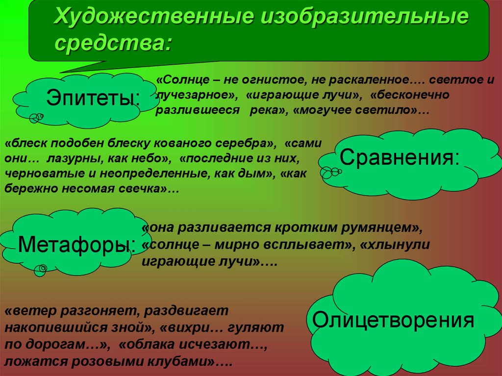 Эпитет в стихотворении на лугу. Художественно изобразительные средства. Художественный Художественные средства. Олицетворение в произведении Бежин луг. Эпитеты и метафоры в Бежин луг.