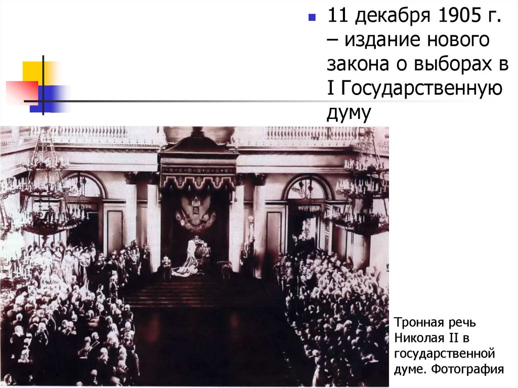 Избирательный закон 11 декабря 1905 г презентация
