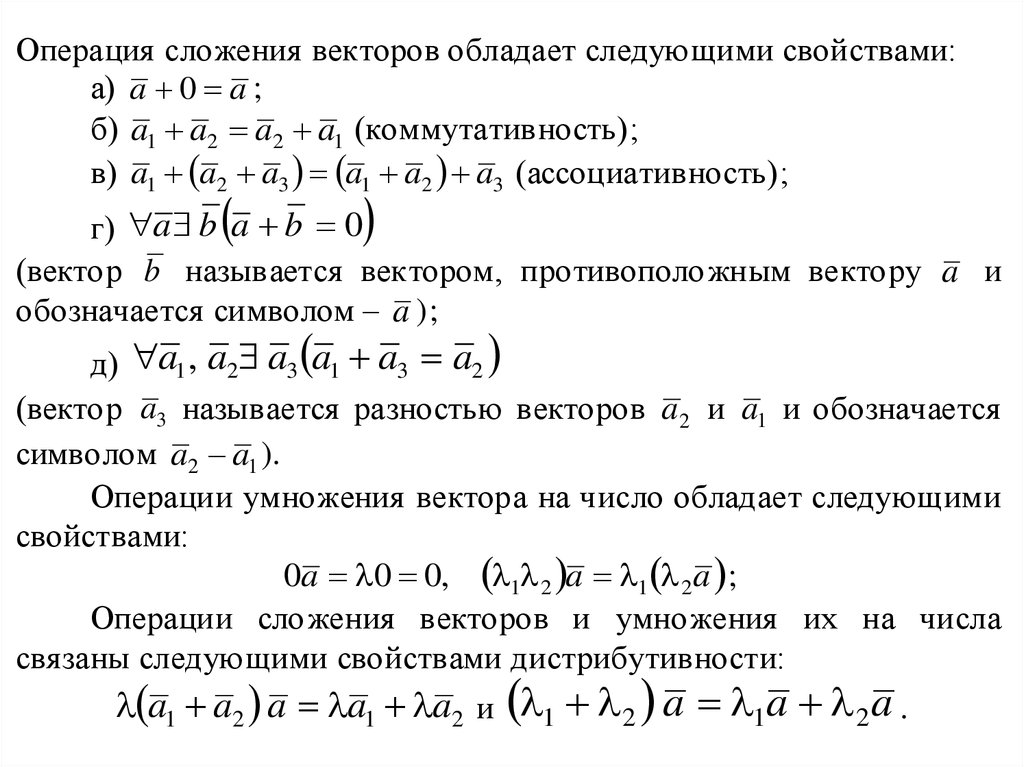 Операции над векторами умножение на число