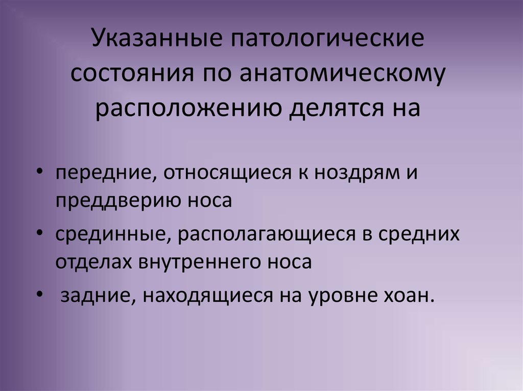 Указанные патологические состояния по анатомическому расположению делятся на
