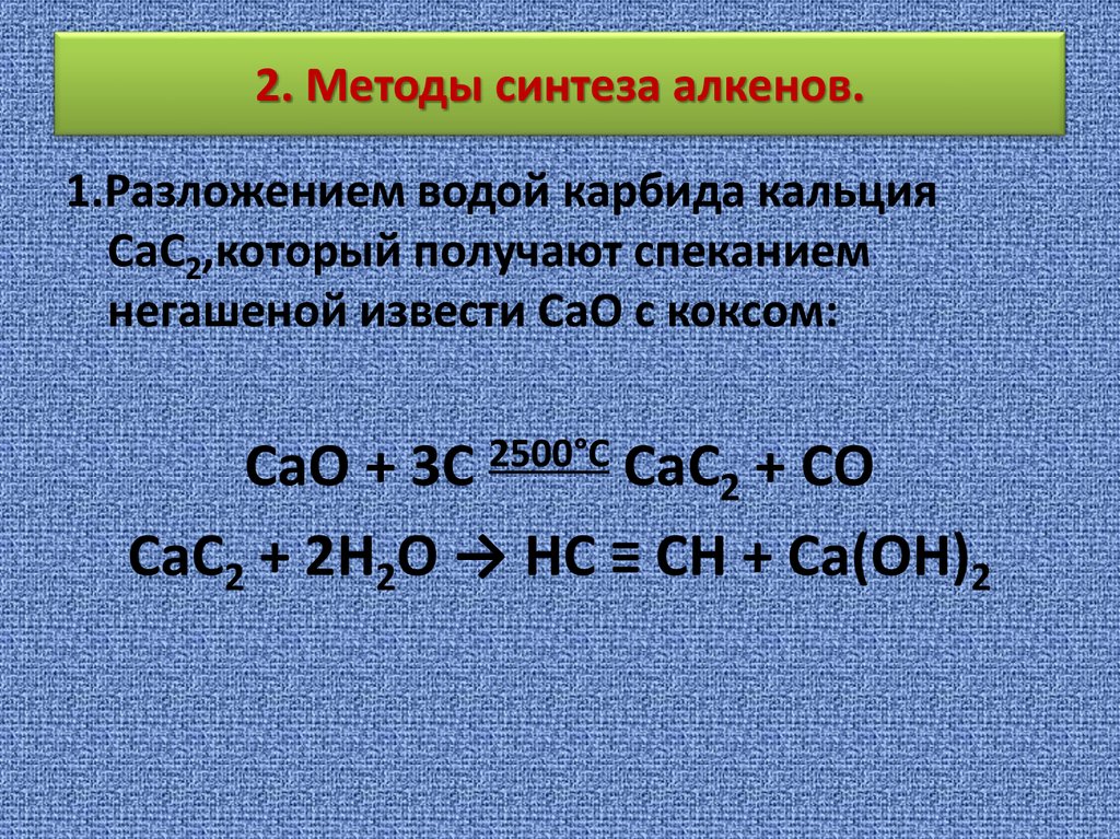 2. Методы синтеза алкенов.