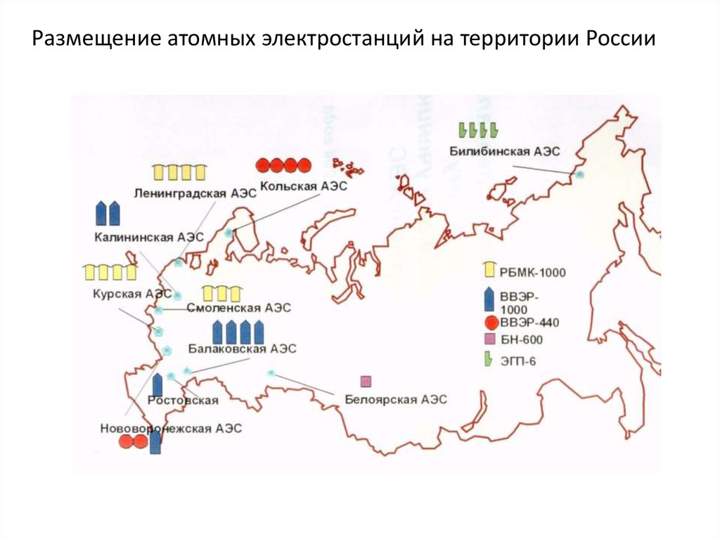 Карта атомных станций рф