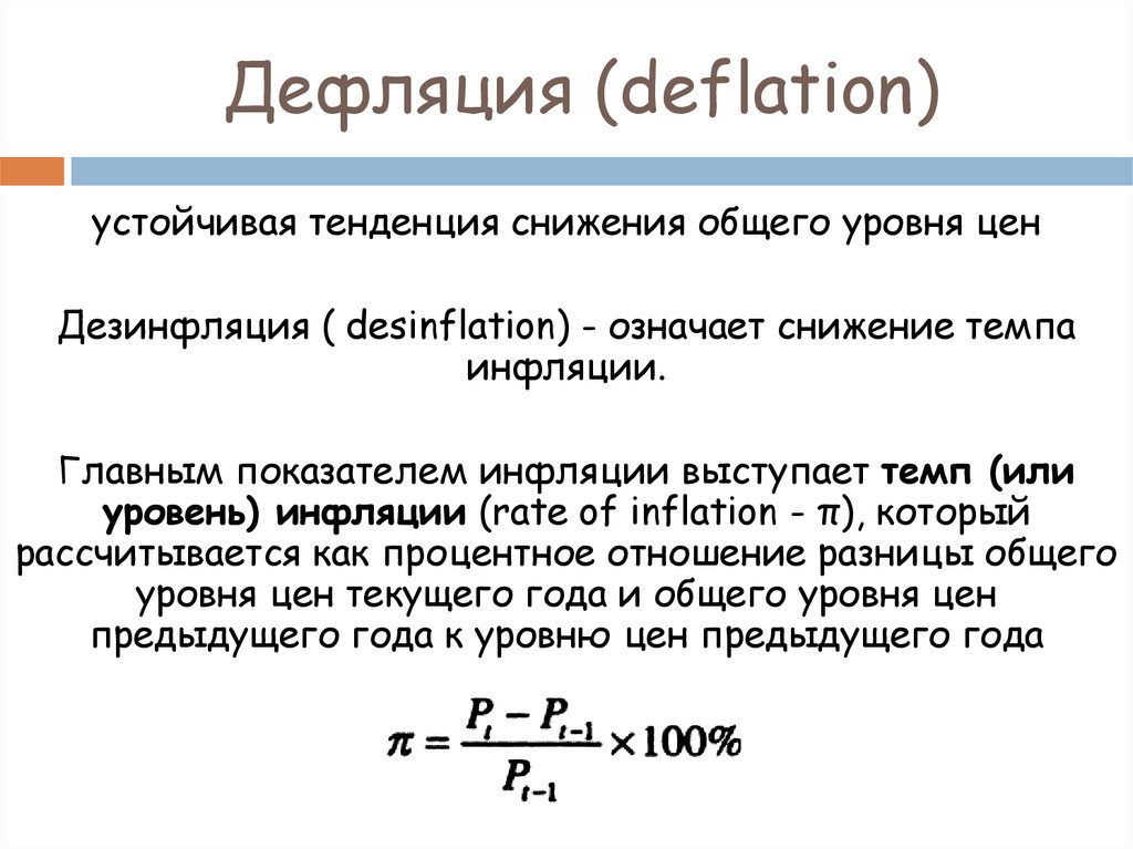 Инфляция и дефляция презентация