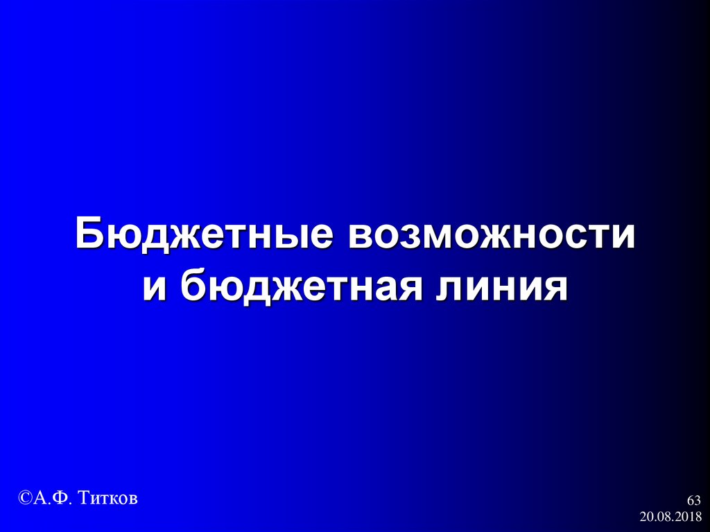 Бюджетные возможности и бюджетная линия