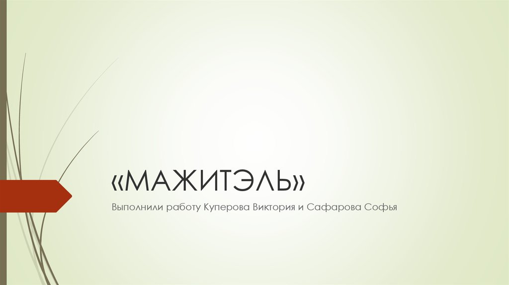 Мажитэль. Разные виды «Мажитэль» - презентация онлайн