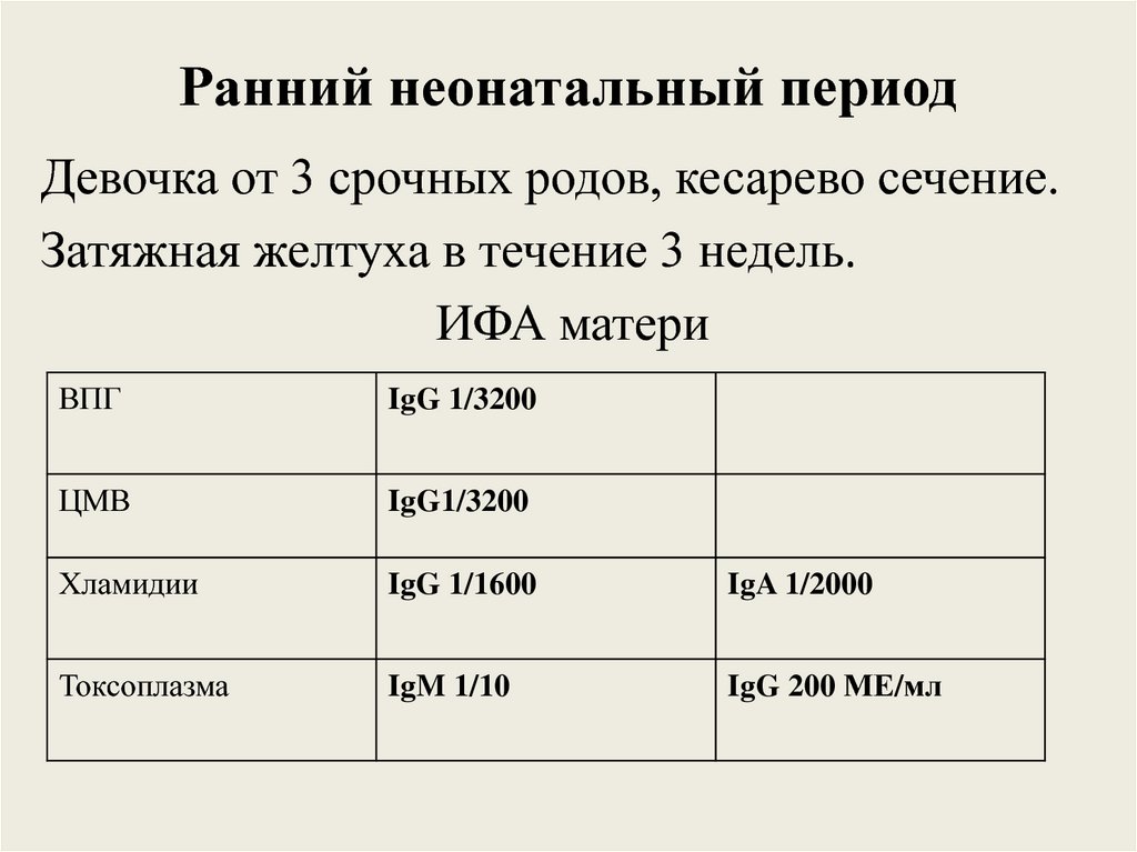 Ранний неонатальный период