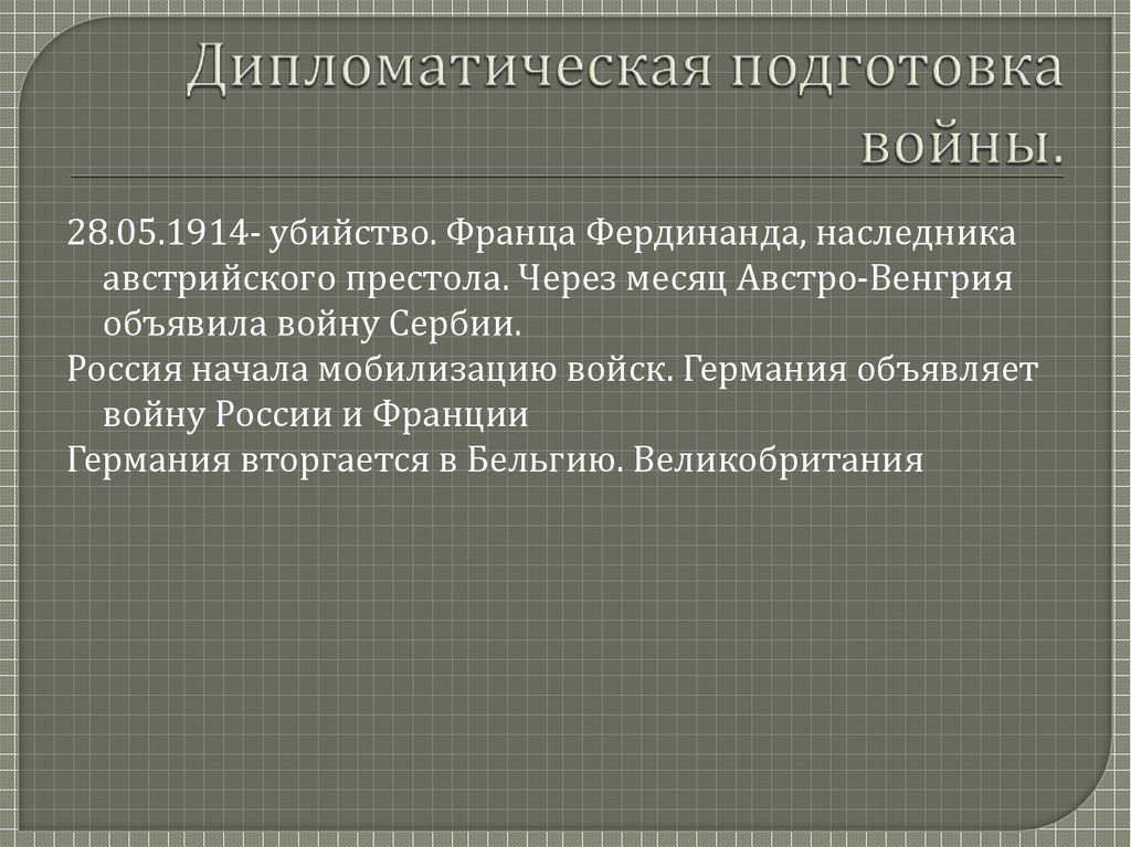 Дипломатическая подготовка войны.