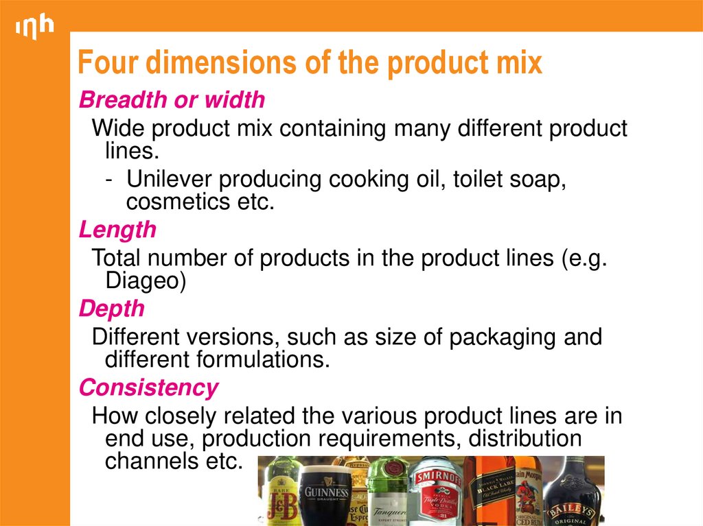 Four dimensions of the product mix