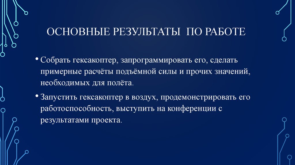 Основные результаты по работе
