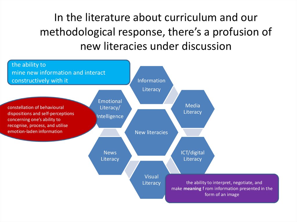 In the literature about curriculum and our methodological response, there’s a profusion of new literacies under discussion