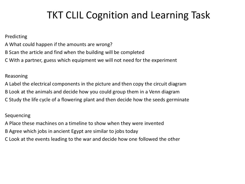 TKT CLIL Cognition and Learning Task