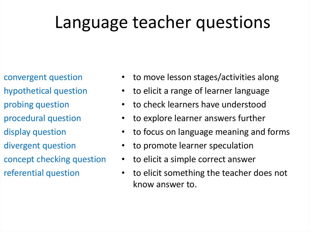 Language teacher questions