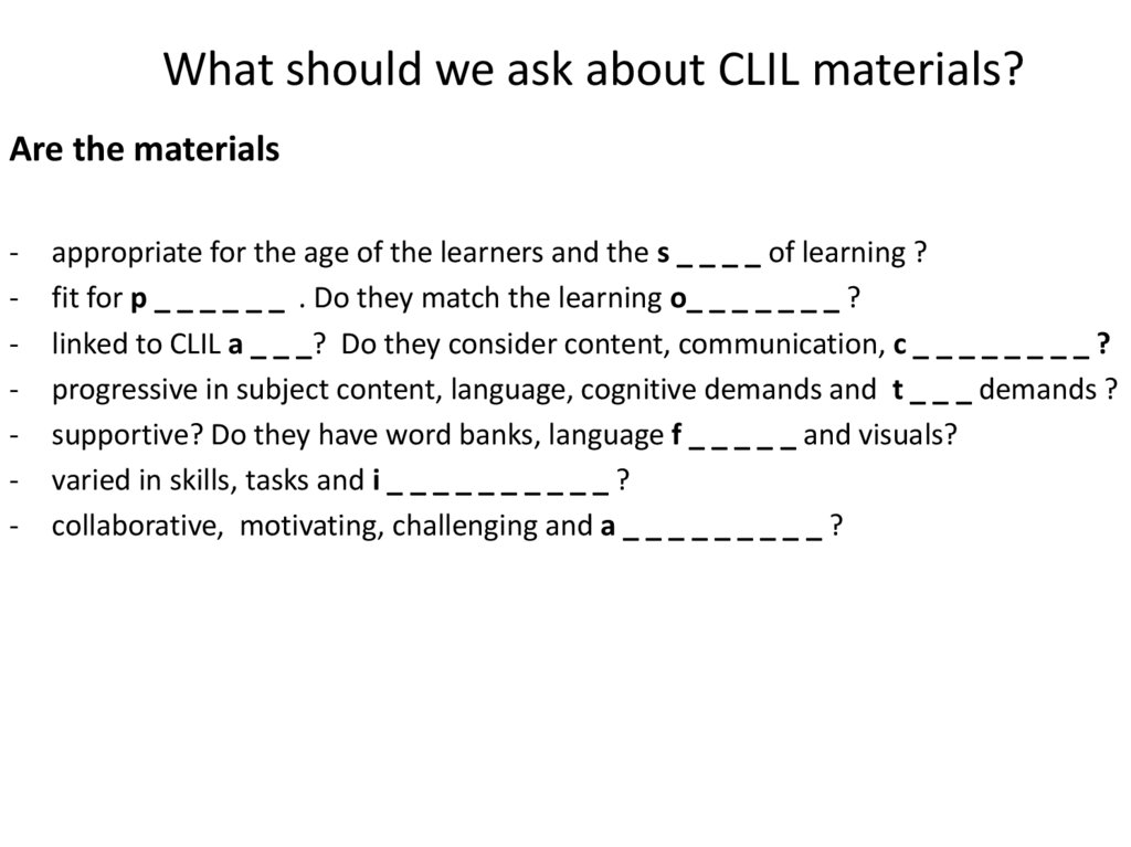 What should we ask about CLIL materials?