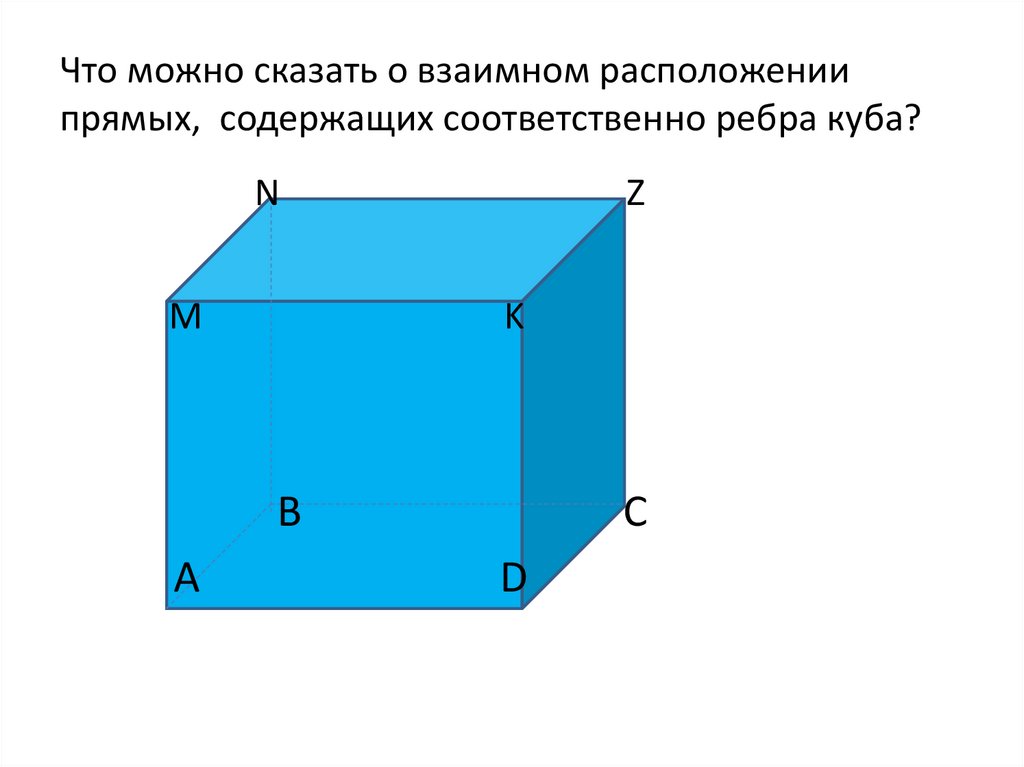 Взаимное расположение прямых куба