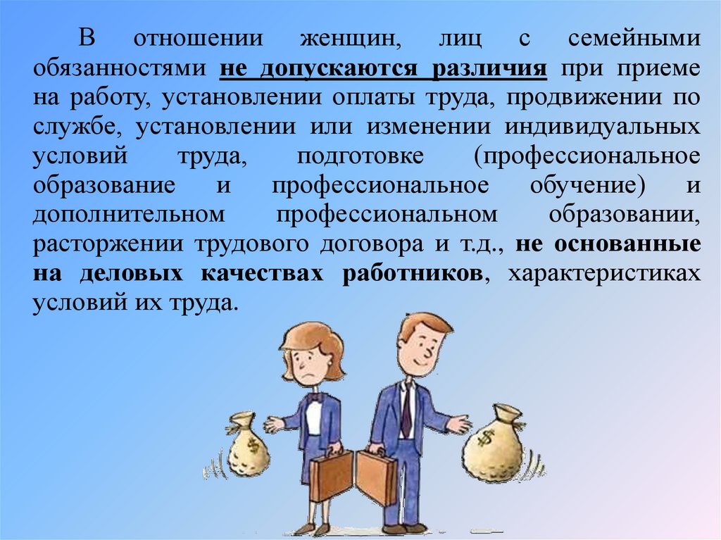 Отношения работника и профсоюза. Семейные обязанности женщины. Лица с семейными обязанностями. Труд лиц с семейными обязанностями. Защита трудовых прав работников презентация.