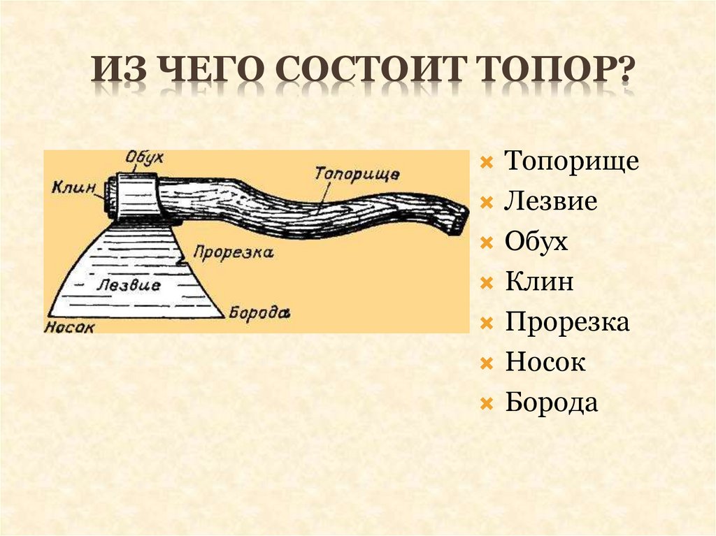 Из чего состоит топор?