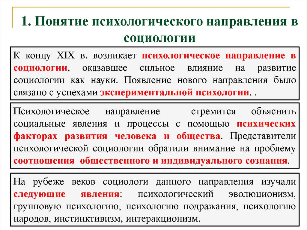 Концепция социолога. Психологическое направление в социологии. Направления социологии. Социологическое направление в психологии. Психологизм в социологии.