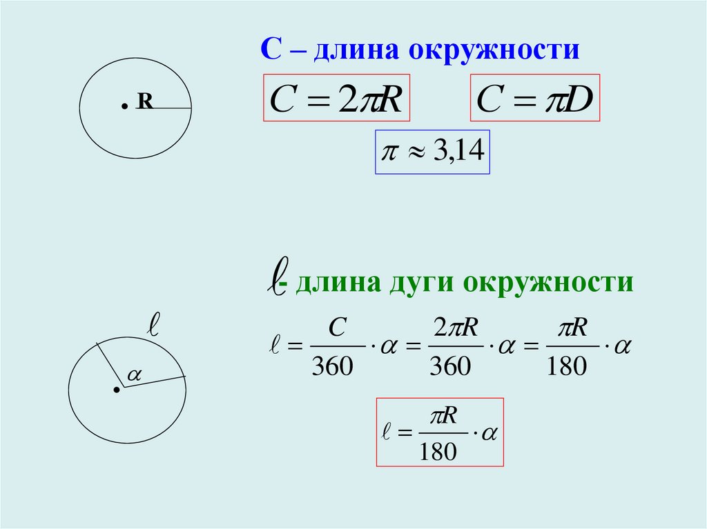Вырази из формулы длины окружности 2. Длина окружности и площадь круга. Длина окружности формула через диаметр.