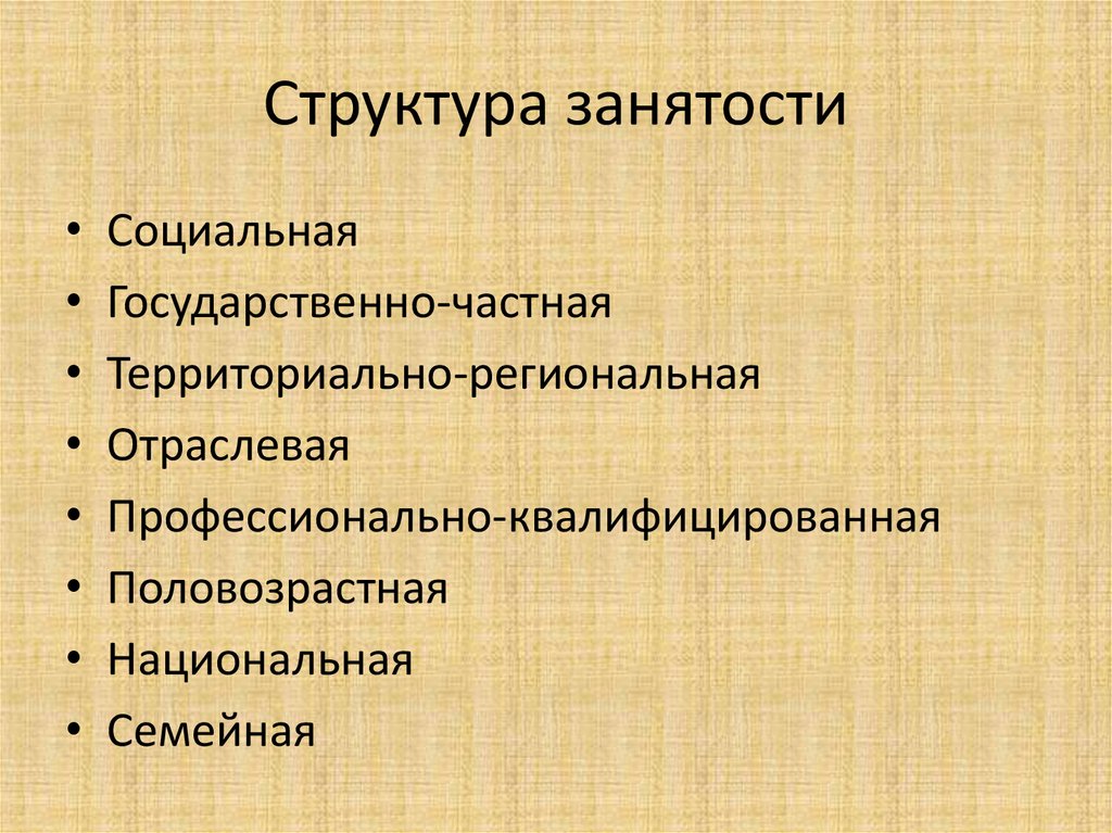 Занятые структура