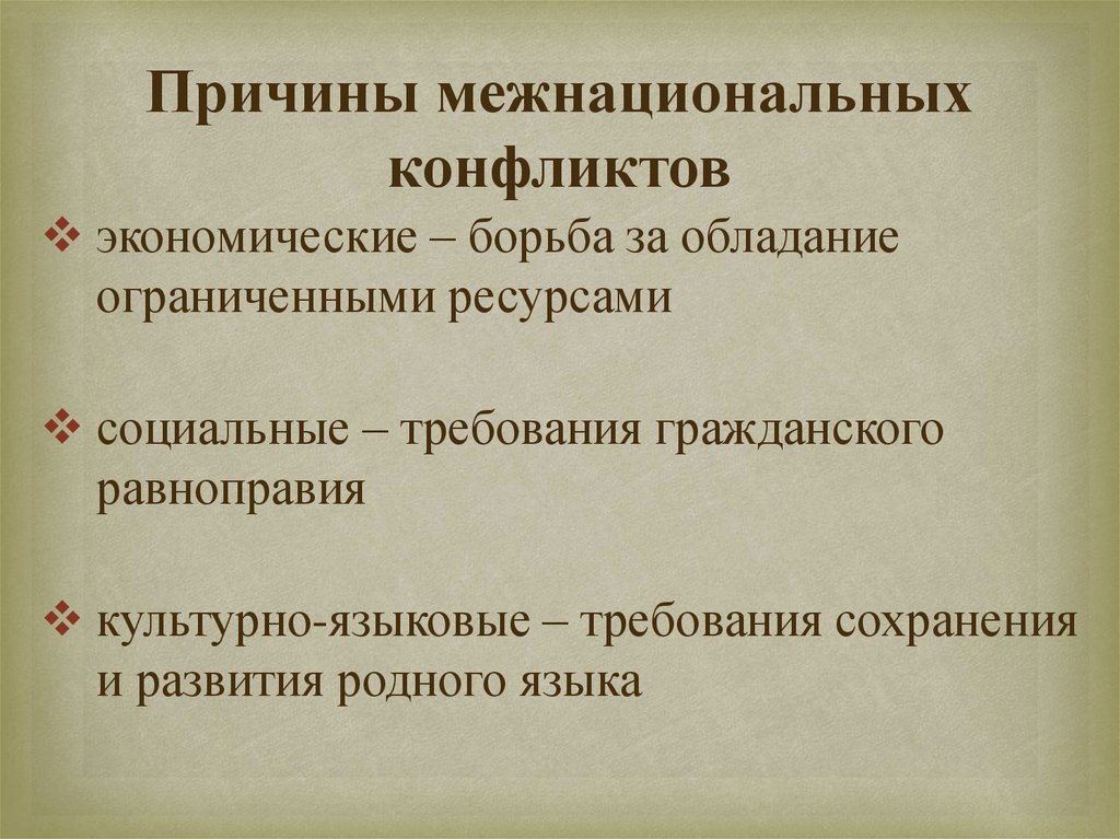 Этнический конфликт признаки