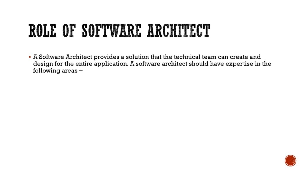 Role of Software Architect