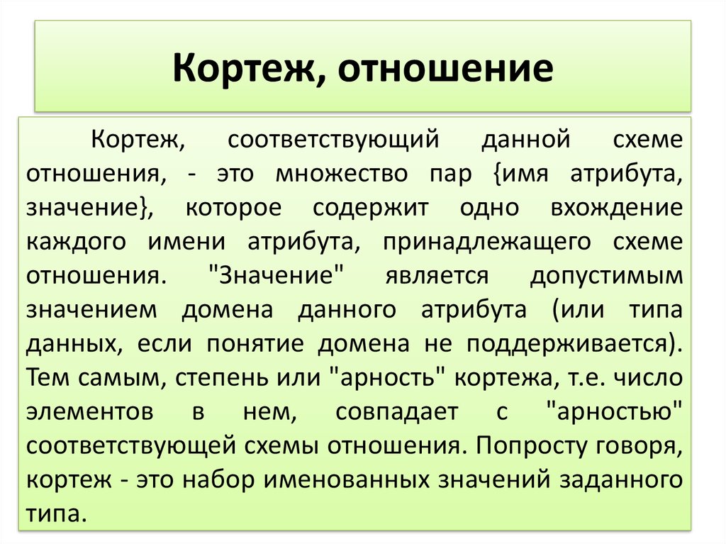 Множество кортежей соответствующих одной схеме отношения