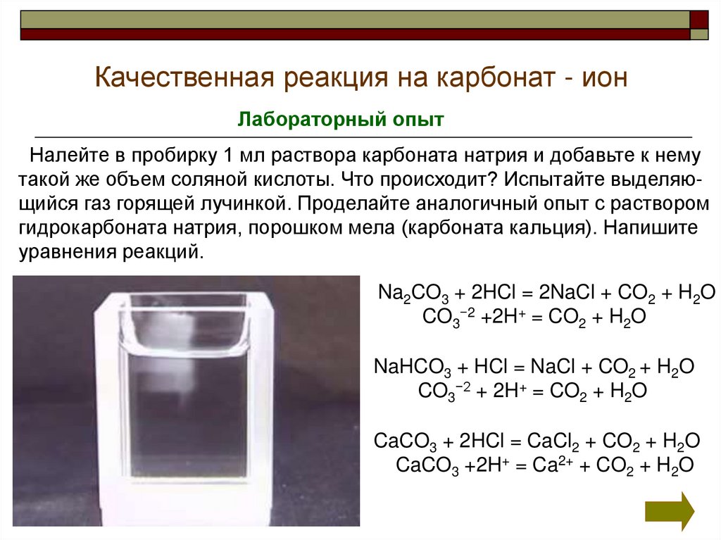 Реакция с образованием газа карбонат натрия