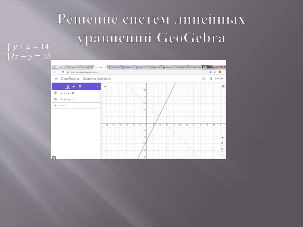 Решение систем линейных уравнений GeoGebra
