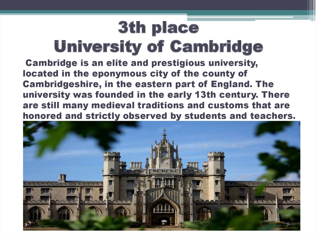 3th place University of Cambridge