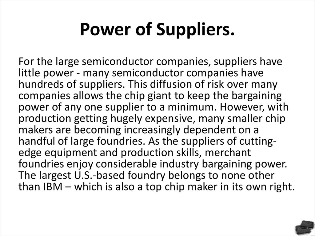 Power of Suppliers.