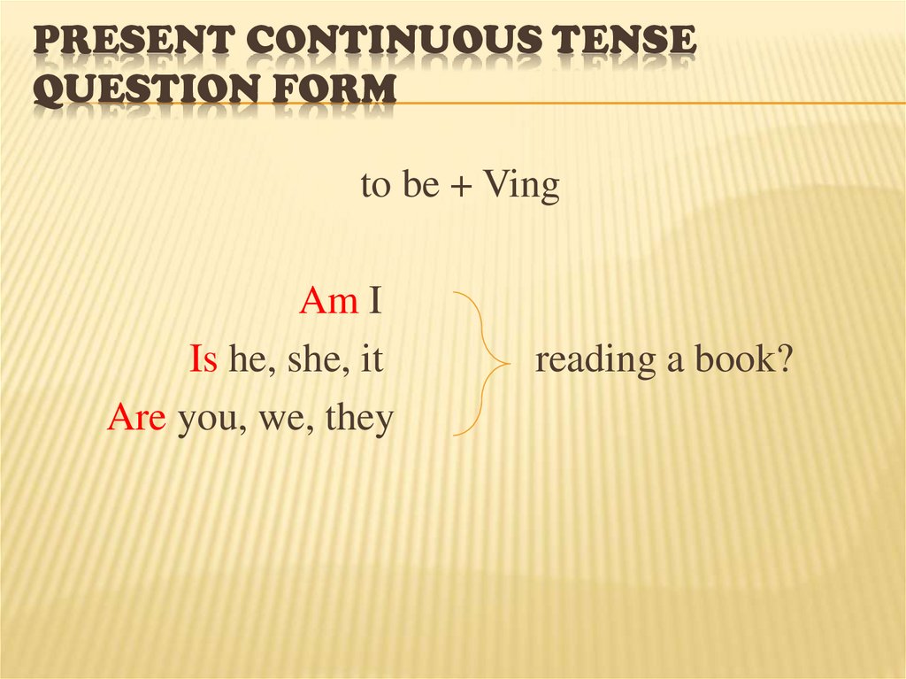 Present Continuous Tense Question form