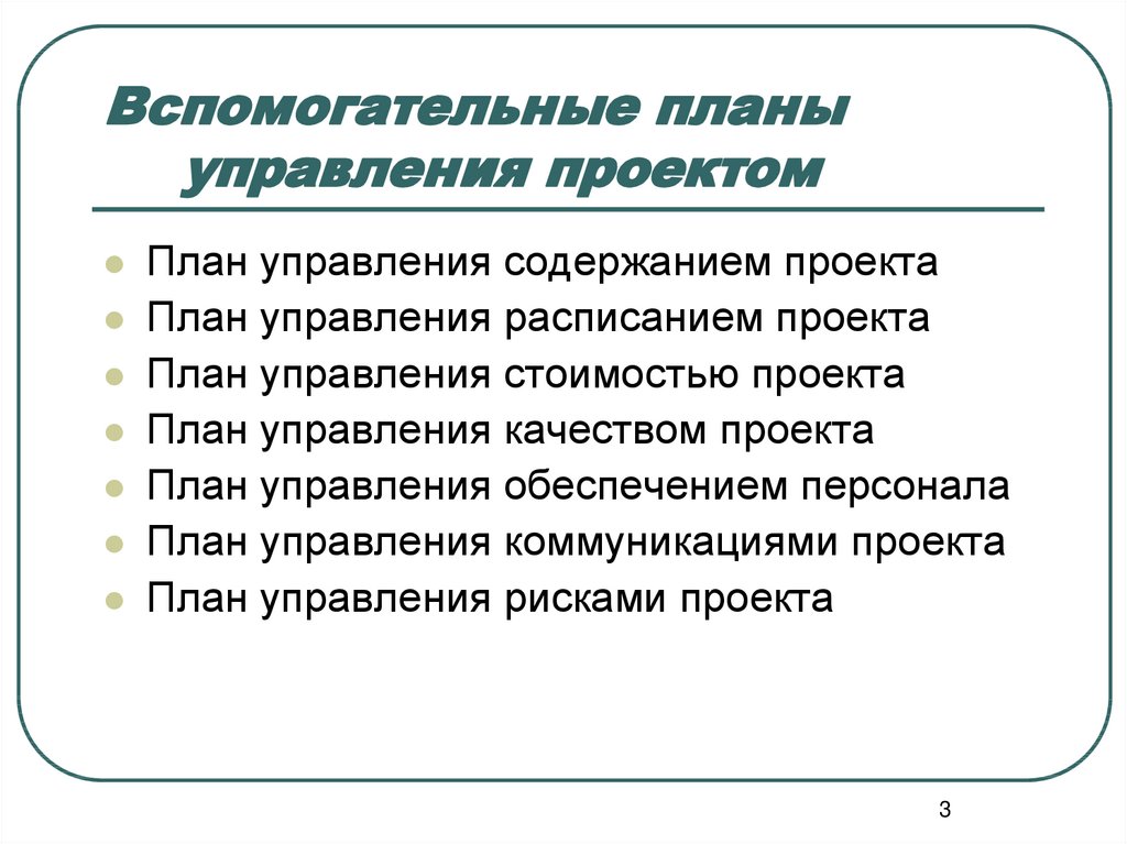 План управления проектом включает в себя